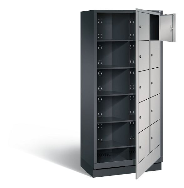 C+P Wäsche-Ausgabeschrank Evolo, H1800xB810xT500mm, Farbe: Schwarzgrau / Weißaluminium, 48160-205 S10011