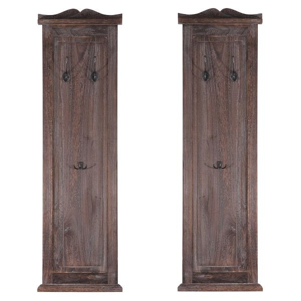 Mendler 2er-Set Garderobe T33, Wandgarderobe Garderobenpaneel, Wandhaken Holz 109x28x4cm, braun shabby, 30351