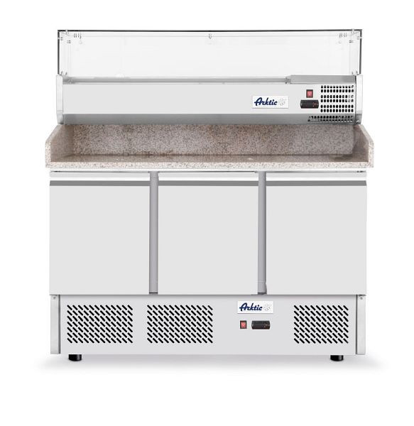 Arktic Pizzatisch, dreitürig mit Aufsatzkühlvitrine 380+40L, -2/8°C 230V/400W, 232033