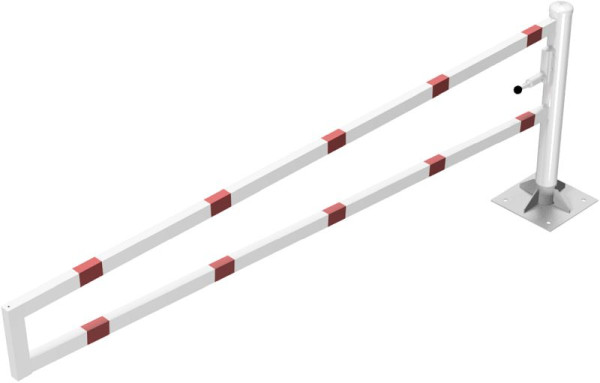 Schake Drehbare Wegesperre, mit selbsteinrastender Verriegelung 3,00m für Vorhangschloss, Drehpfosten: Ø 102mm, Schrankenarm: 60x40mm, 4013_30VBP