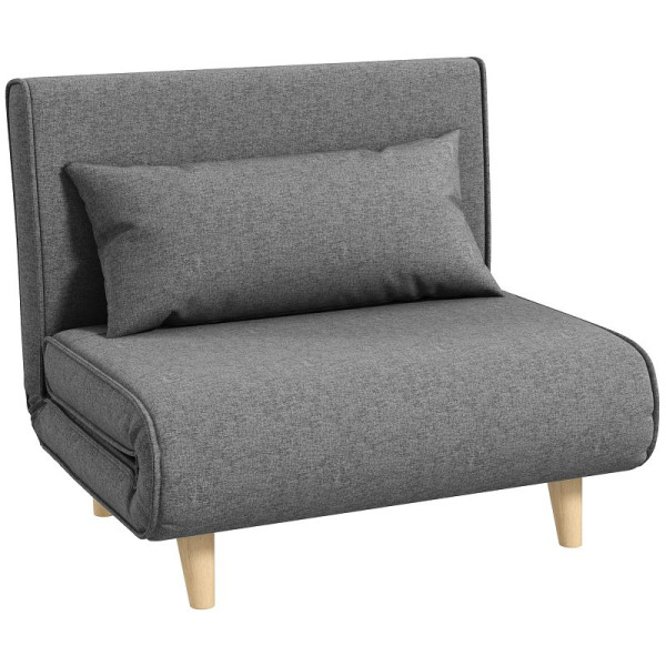 HOMCOM Einzelsofa Schlafsofa Sofabett Klappsofa verstellbar Rückenlehne Liege nordisch skandinavisch 25D Schaumstoff Haus Leinenimitat Tannenholz, 839-023