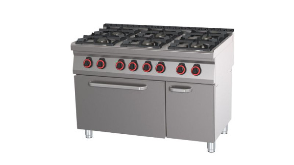 Locher Gasherd, 6 Kochstellen, mit Elektro-Bratofen GN 2/1, 362017