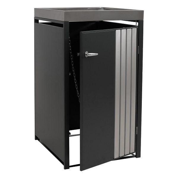 Mendler 1er-Mülltonnenverkleidung HWC-O67, Mülltonnenbox mit Pflanzkasten, Metall 125x68x84cm 35kg, anthrazit Edelstahl, 122365