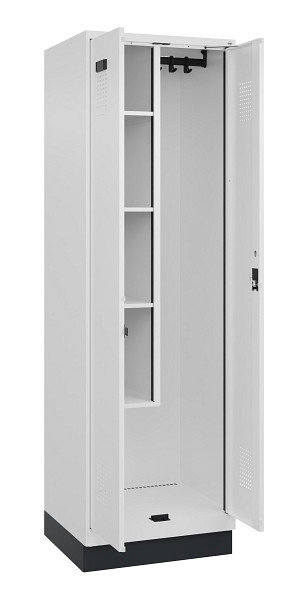 C+P Putzmittel-Spind Evolo PLUS, mit Sockel, 2 Abteile, 1950x600x500mm, 9016/901, Zylinderschloss, 049120-00 S10047