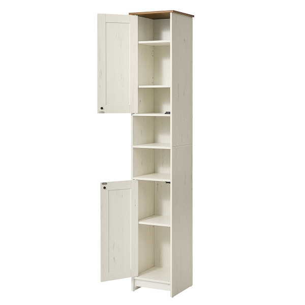 SONGMICS Lagerschrank, rustical Weiß, 30x30x170 cm, BBC667WJ01