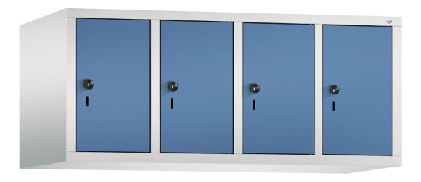 C+P Aufsatz-Garderobenschrank Evolo, 4 Abteile, H500xB1190xT500 mm, Lichtgrau/Fernblau, 48090-40 S10038