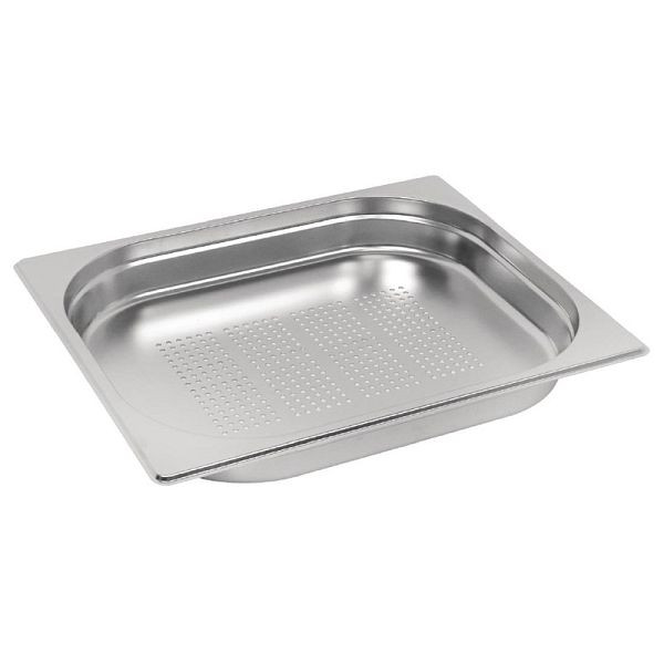 Vogue GN-Behälter Edelstahl 4cm GN1/2 gelocht, für Kochen, Lagerraum, E698
