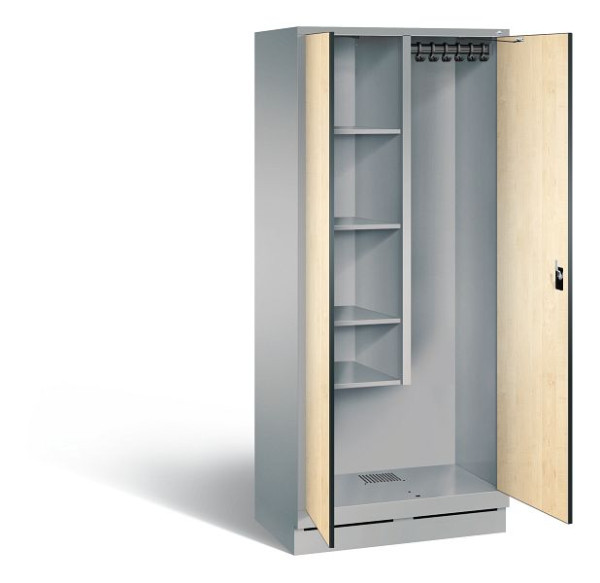 C+P Putzmittel-Spind Evolo, H1800xB810xT500mm, Farbe: Weißaluminium / Dekor Donau-Ahorn, 48120-02 S10180