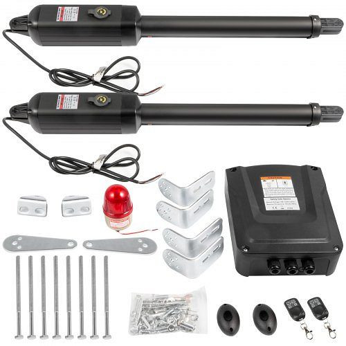 VEVOR Doppel-Schwenktoröffner, automatisch, Fern-Komplettset, Lasten bis zu 399,16 kg, 457 mm langes Tor, 80 W AC-betrieben, LBKMJ850B2G130201V2