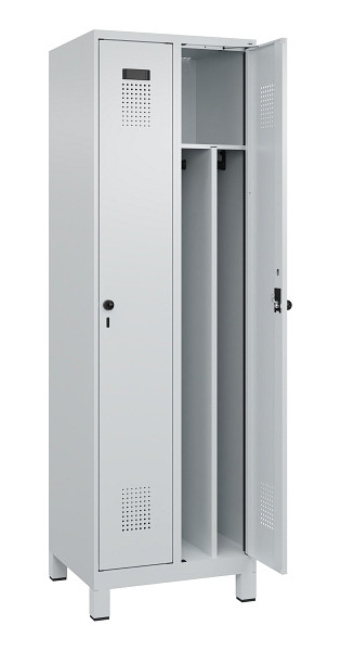 C+P Spind Evolo PLUS, mit Füßen, 2 Abteile, 1950x600x500mm, 7035/7035, Verschluss Drehriegel, 049010-20F S10013