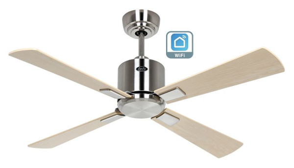 CasaFan Deckenventilator Eco Neo III 103 Chrom gebürstet-Ahorn/Buche WiFi, 942121W