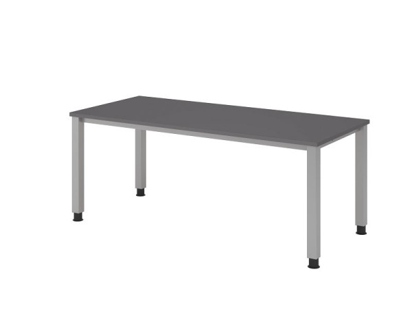 Hammerbacher Schreibtisch 4-Fuß eckig 180x80cm Graphit, Rechteckform, VQS19/G/S