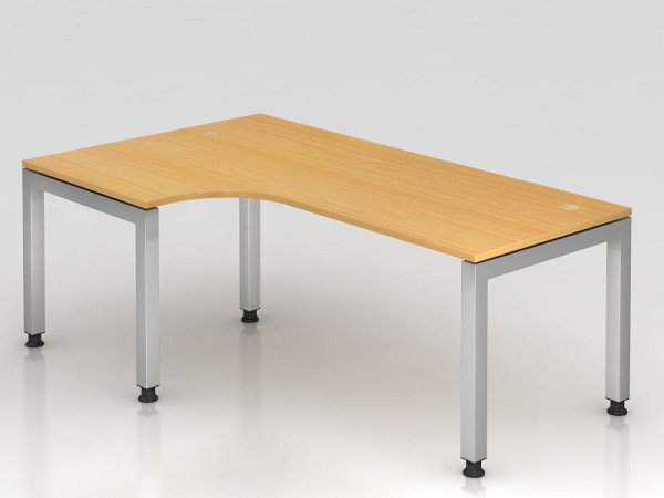 Hammerbacher Winkeltisch U-Fuß eckig 200x120cm 90° Buche, Winkelform 90°, schwebende Platte, VJS82/6/S