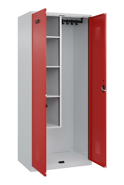 C+P Putzmittel-Spind Evolo PLUS, 2 Abteile, 1850x800x500mm, 7035/3020, Zylinderschloss, 049100-02 S10032