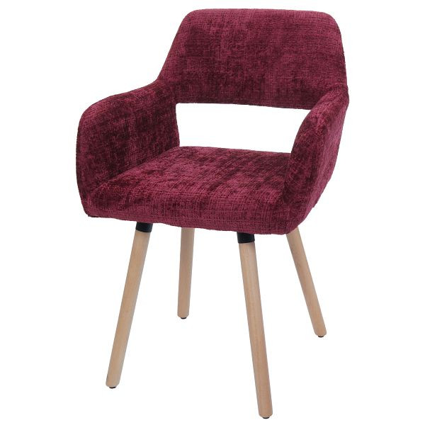 Mendler Esszimmerstuhl HWC-A50 II, Stuhl Küchenstuhl Polsterstuhl, Holz Stoff/Textil Chenille (465g/m²) FSC®, bordeaux, 108872