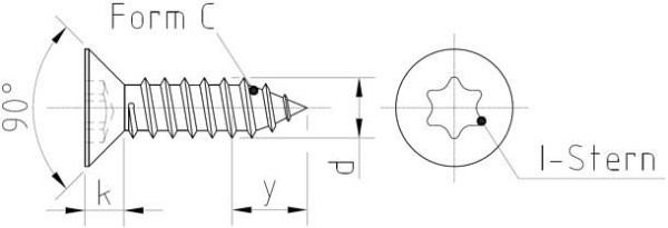 Dresselhaus Senk-Blechschrauben mit Innensechsrund Form C, M2,9x6,5, DIN 7982, VE: 2000 Stück, 0607100100290065000001