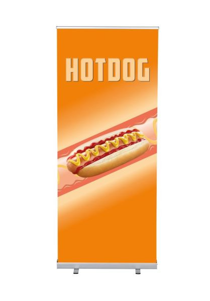 Showdown Displays Roll-Banner Budget 85 Komplettset Hot Dog Englisch, RBB085LSFI327