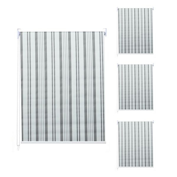 Mendler 4er-Set Rollo HWC-D52, Fensterrollo Seitenzugrollo Jalousie, 120x230cm Sonnenschutz blickdicht, grau/weiß, 4x63484