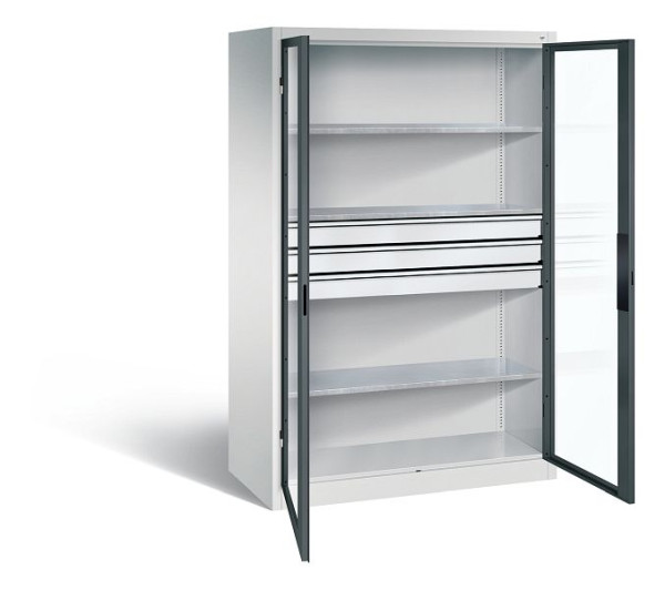 C+P Werkzeugschrank Acurado, H1950xB1200xT600mm, Farbe: Lichtgrau / Anthrazitgrau, Muldengriff, 8932-5530 S10061