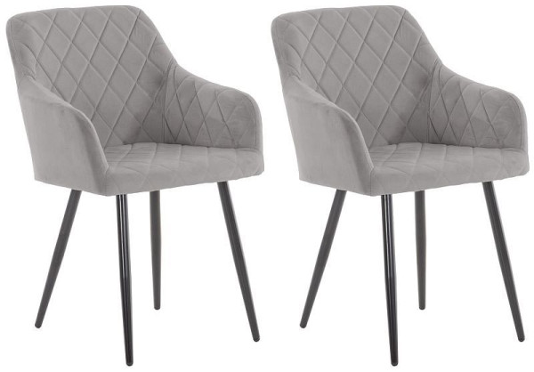 CLP 2er Set Esszimmerstuhl Shila Samt, grau, 322103