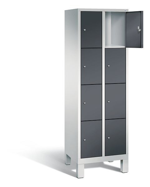 C+P Schließfachschrank Evolo, H1850xB610xT500mm, Farbe: Lichtgrau / Schwarzgrau, 48010-204 S10125