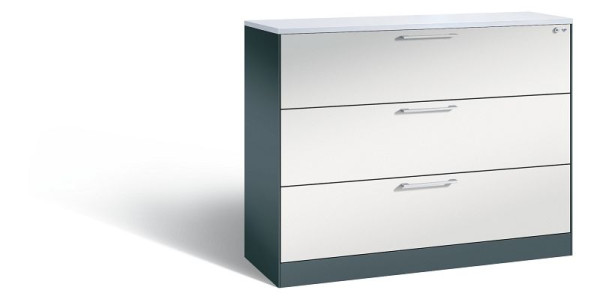 C+P Schubladenschrank Asisto, H1010xB1200xT435 mm, Anthrazit/Lichtgrau/DBS Hellgra, 146041-313 S10169