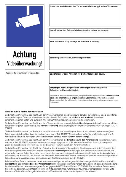 Moedel Informationsblatt (Aushang) nach DSGVO, Art. 13, Aluminium, 297x420 mm, 100264