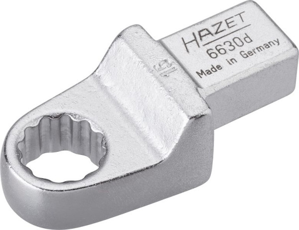 Hazet Einsteck-Ringschlüssel, Einsteck-Vierkant 14 x 18 mm, Außen-Doppel-Sechskant-Tractionsprofil, 15 mm, 6630D-15