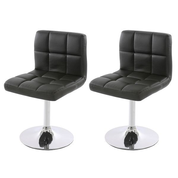 Mendler 2er-Set Esszimmerstuhl Drehstuhl Stuhl Kavala Kunstleder Chrom, schwarz, 26625
