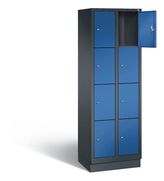 C+P Schließfachschrank Evolo, H1800xB610xT500mm, Farbe: Schwarzgrau / Enzianblau, 48020-204 S10169