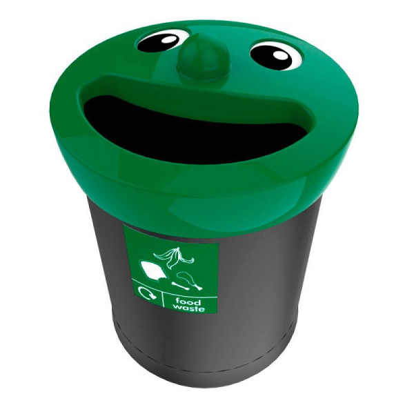 STEIN HGS Smiley Face Bin, food waste, schwarz, grün, MDPE, 83531.0001