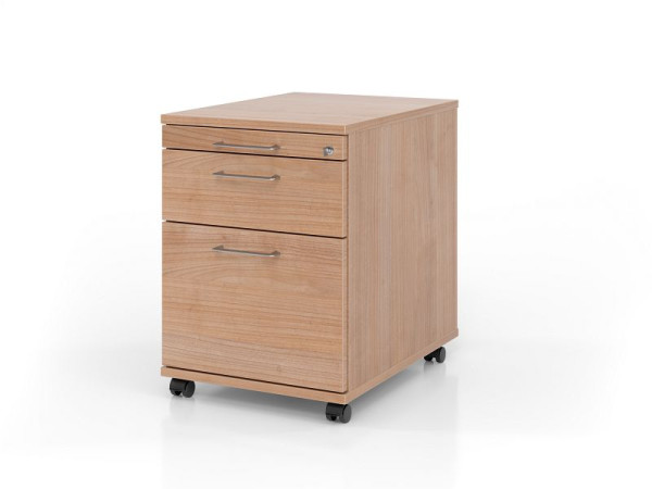 Hammerbacher Rollcontainer AC20 BS, 58er Tiefe, Korpus: Nussbaum / Front: Nussbaum, 42,8 x 58 x 59 cm, 1/3/6 HE, VAC20/N/N/BS