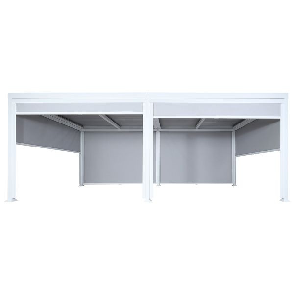 Mendler Alu Pergola HWC-L41 mit 6x Seitenwand, Lamellen-Pavillon, stabiles 8cm-Metall-Gestell 3x6m, weiß, 98775+98776+98777+98778+6x98788