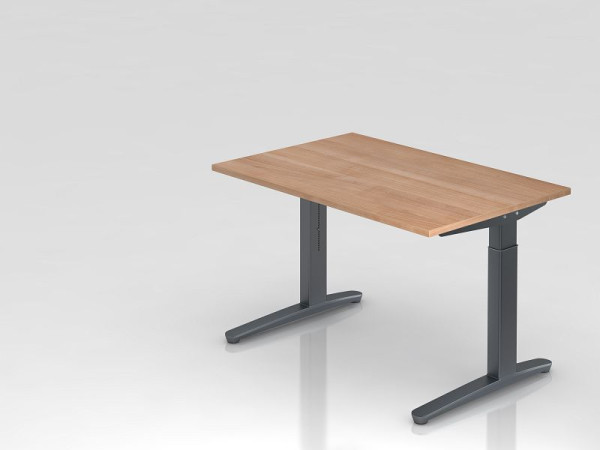 Hammerbacher Schreibtisch C-Fuß 120x80cm Nussbaum/Graphit, Rechteckform, VXB12/N/GG