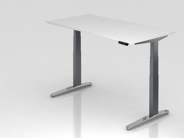 Hammerbacher Sitz-Steh-Schreibtisch elektrisch 160x80cm Weiß/Graphit, poliert, Rechteckform, VXBHM16/W/GC