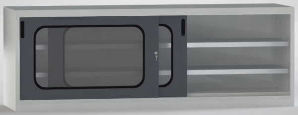 KLW Schiebetürenschrank 700x2000x525mm HxBxT, Schiebetüren mit Acrylglas-Sichtfenster, 4 verstellbare Fachböden, 7SN-UL0700FB-0720MRB