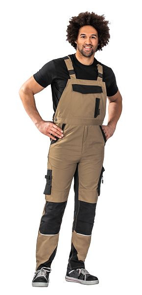 Planam Norit Herren Latzhose, sand/schwarz, Größe 64, 6523064