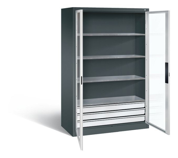 C+P Werkzeugschrank Acurado, H1950xB1200xT600mm, Farbe: Anthrazitgrau / Lichtgrau, Muldengriff, 8932-553 S10066