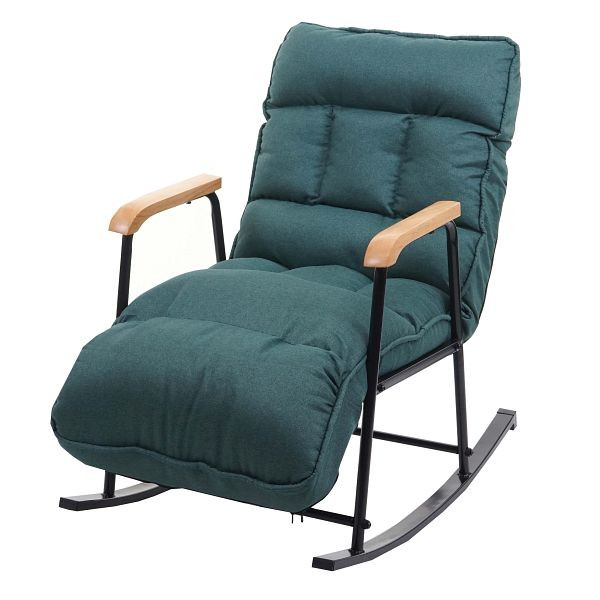 Mendler Schaukelstuhl HWC-K40, Schaukelsessel Schwingstuhl Relaxsessel, Liegefunktion Metall, Stoff/Textil dunkelgrün, 92085