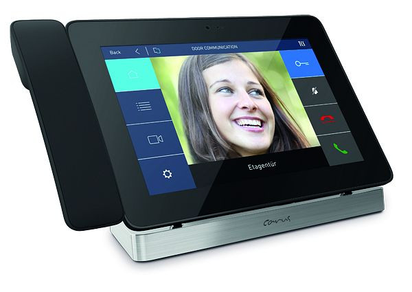 TCS IP Video Touch-Telefon Carus TAVOLA für SIP-Türkommunikation, Tischgerät silber, CAI3000-IP-0150