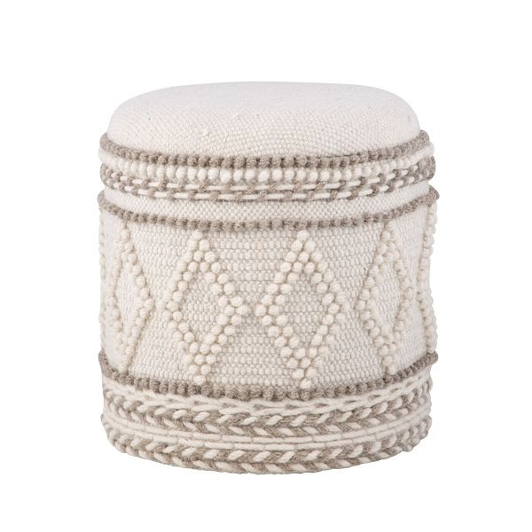 Wohnling Sitzhocker mit Stauraum, Ø 40 x H 45 cm, runder Aufbewahrungshocker aus Stoff mit Boho Design, gepolsterter Fußhocker, Beistellhocker, WL7.419