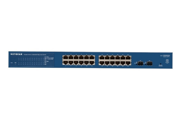Netgear Gigabit Switch, L2, 24 Ports smart managed, 2xSFP, lüfterlos, GS724T-400EUS