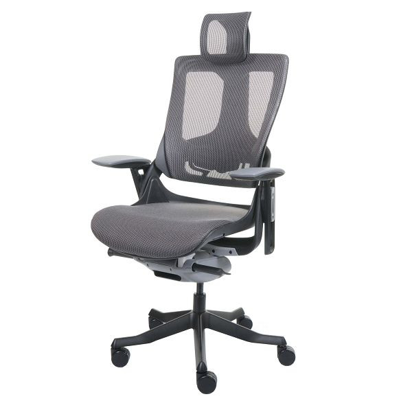 Mendler Bürostuhl MERRYFAIR Wau 2, Schreibtischstuhl Drehstuhl, Polster/Netz, ergonomisch, schwarz-grau, Gestell schwarz, 105665