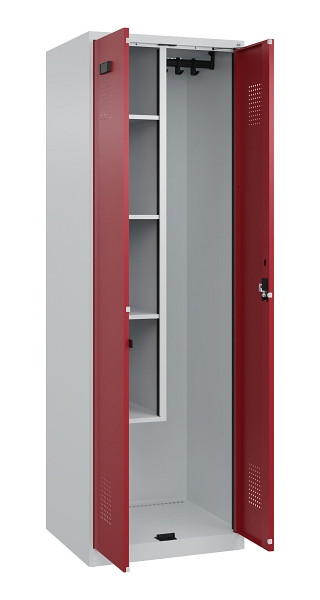 C+P Putzmittel-Spind Evolo PLUS, 2 Abteile, 1850x600x500mm, 7035/3003, Zylinderschloss, 049100-00 S10031