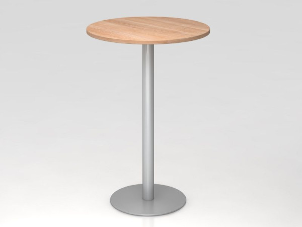 Hammerbacher Stehtisch 80 cm rund Nussbaum/Silber, Gestell Silber, VSTH08/N/S