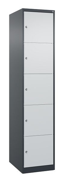 C+P Schließfachschrank Classic PLUS, 1850x400x500mm, 7016/7035, mit 5 Fächern, 080000-125 S10011