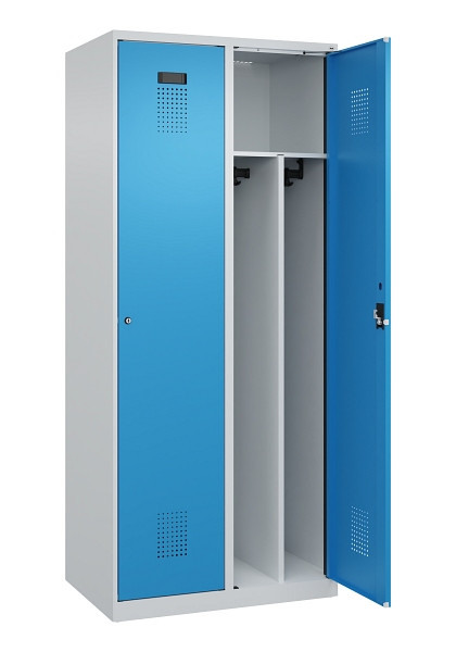 C+P Spind Evolo PLUS, 2 Abteile, 1850x800x500mm, 7035/5012, Verschluss Zylinderschloss, 049000-22F S10034