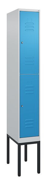 C+P Doppelstöckiger Spind Classic PLUS, Gestell, 2120x300x500mm, 7035/5012, Zylinderschlösser, 0803307-10 S10019