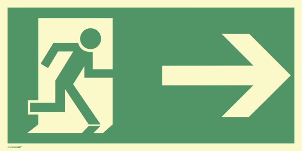 Moedel Rettungsweg rechts, Folie, langnachleuchtend, 160-mcd, 400x200 mm, 60490