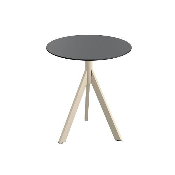 Feros Infinity Tripod Terrassentisch Sand frame + Schwarz HPL Tischplatte Ø70 cm, 140031070
